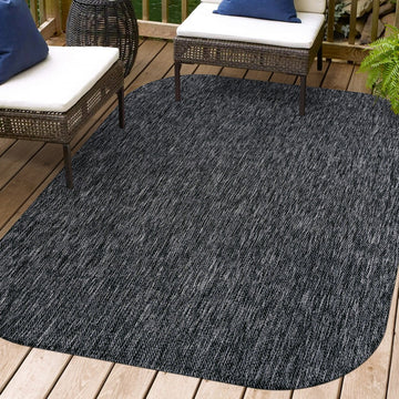 Miles Modern Minimalist Radius Corner Solid Indoor/Outdoor Area Rug
